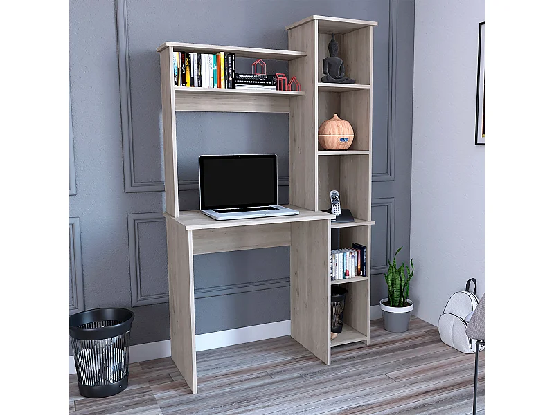 Mesa de Escritorio Versalles con estantería , 162.30 cm  X 98.29 cm  X 45.21 cm  ,  Ceniza