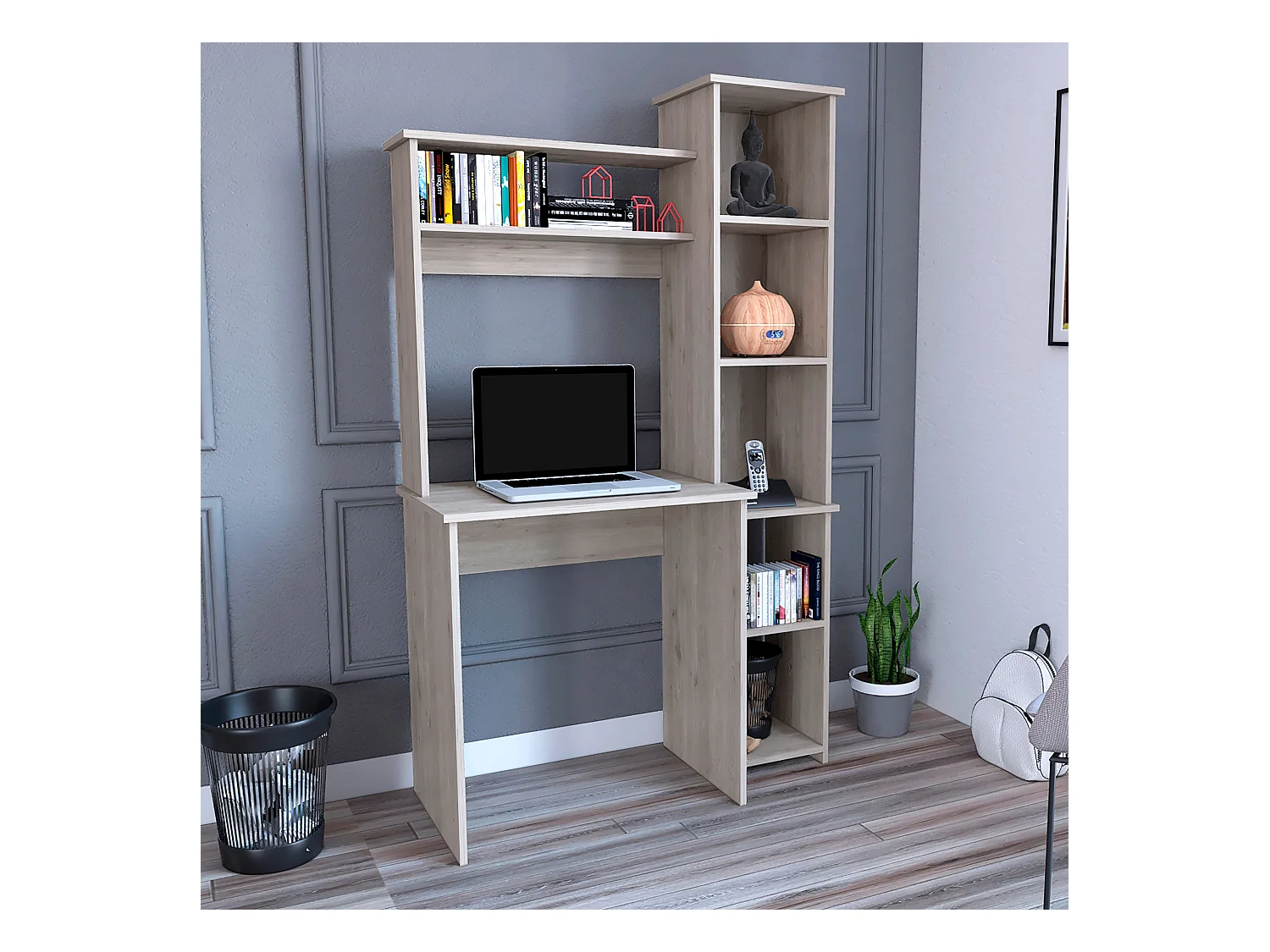 Scrivania Versailles con libreria, 162.30 cm X 98.29 cm X 45.21 cm, Frassino