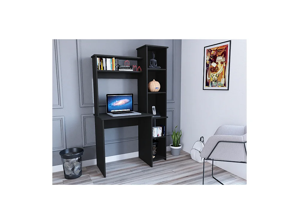 Bureau Versailles avec étagère , 162.30 cm X 98.29 cm X 45.21 cm , Noir