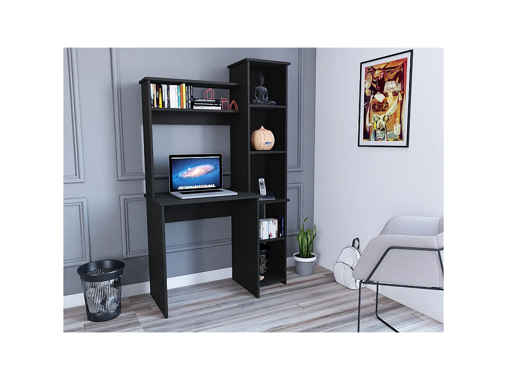 Bureau Versailles avec étagère , 162.30 cm X 98.29 cm X 45.21 cm , Noir