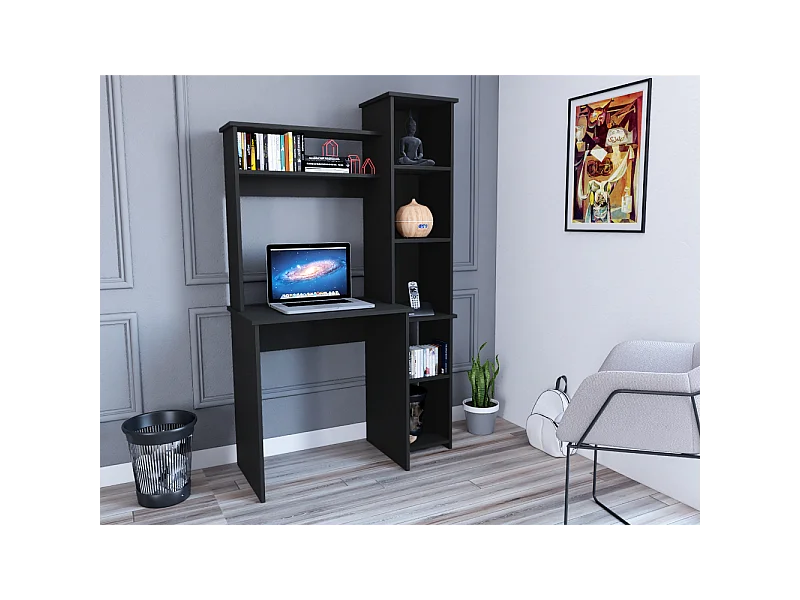 Mesa de Escritorio Versalles con estantería  , 162.30 cm  X 98.29 cm  X 45.21 cm  , Negro