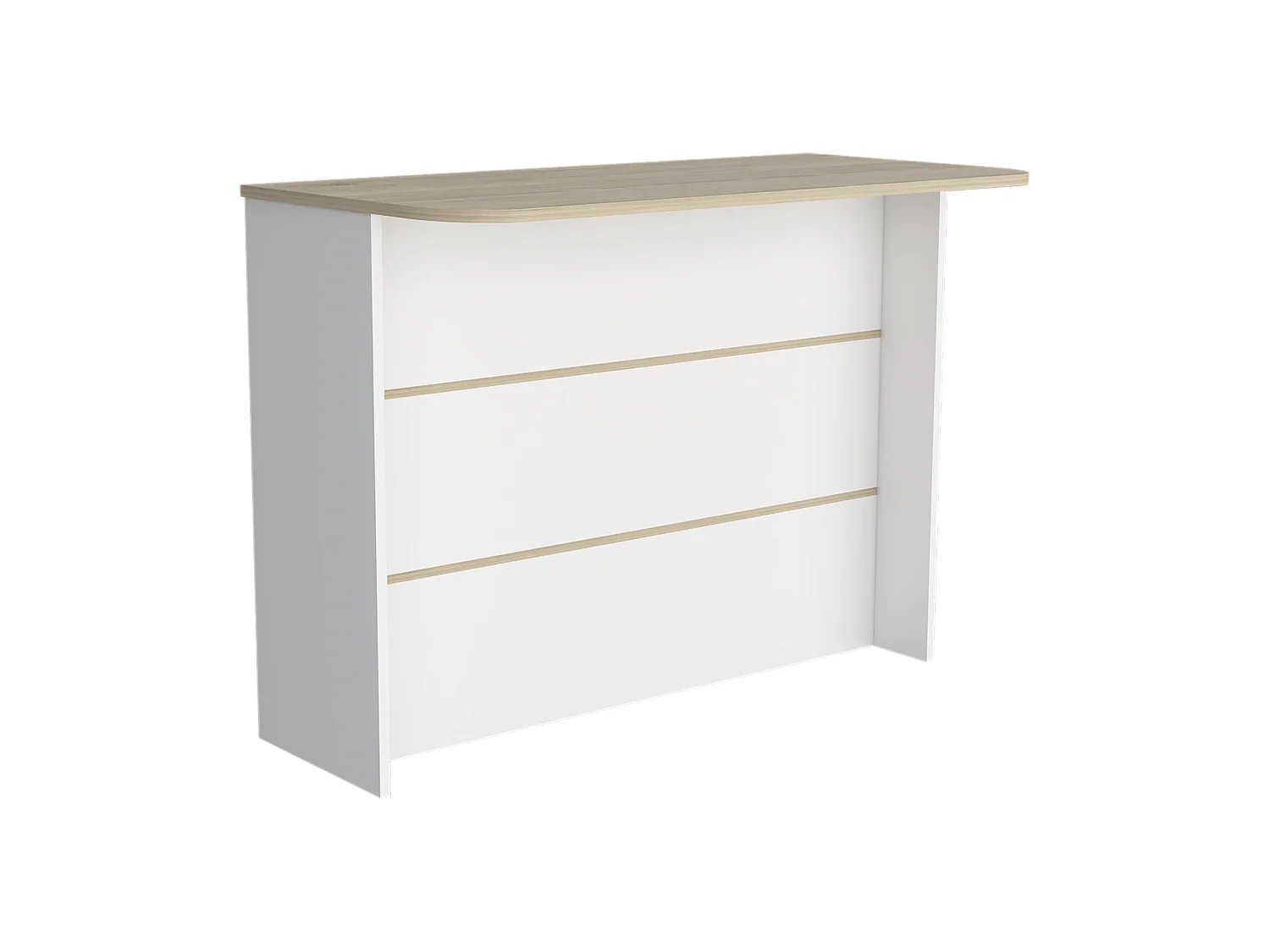 Barra de Cocina Fendi en melamina con tres estantes ,  90 X 120 X 60 cm  , Blanco / Miel