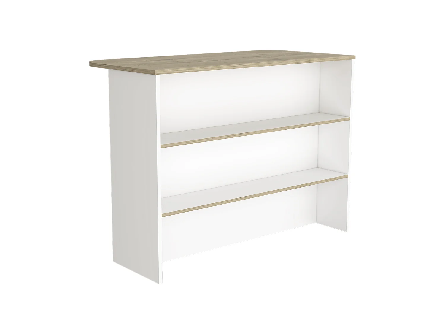 Barra de Cocina Fendi en melamina con tres estantes ,  90 X 120 X 60 cm  , Blanco / Miel