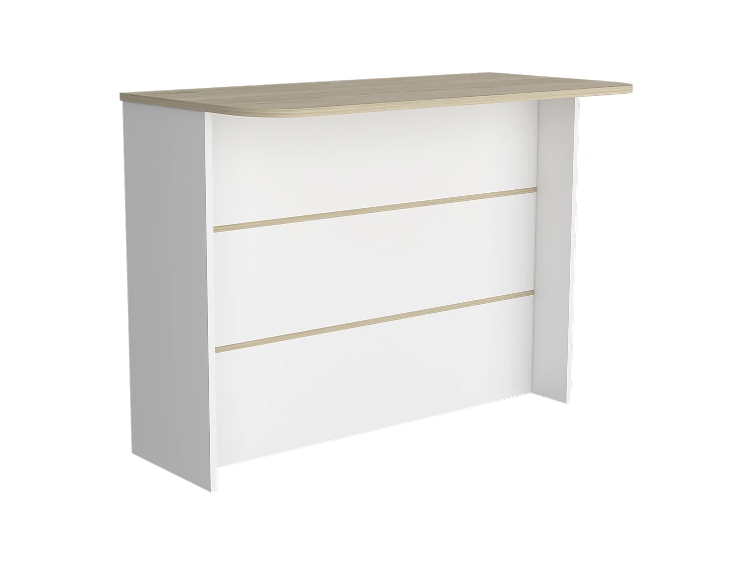 Bar da cucina Fendi in melamina con tre ripiani , 90 X 120 X 60 cm , Bianco / Miele