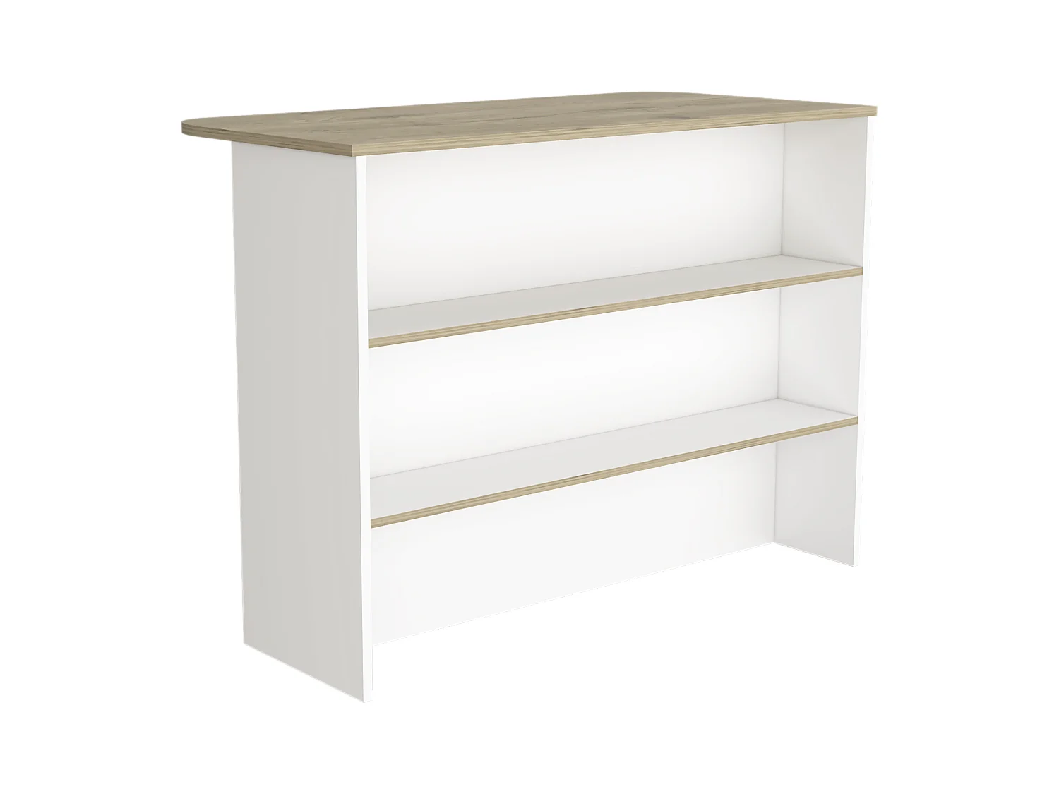 Bar da cucina Fendi in melamina con tre ripiani , 90 X 120 X 60 cm , Bianco / Miele