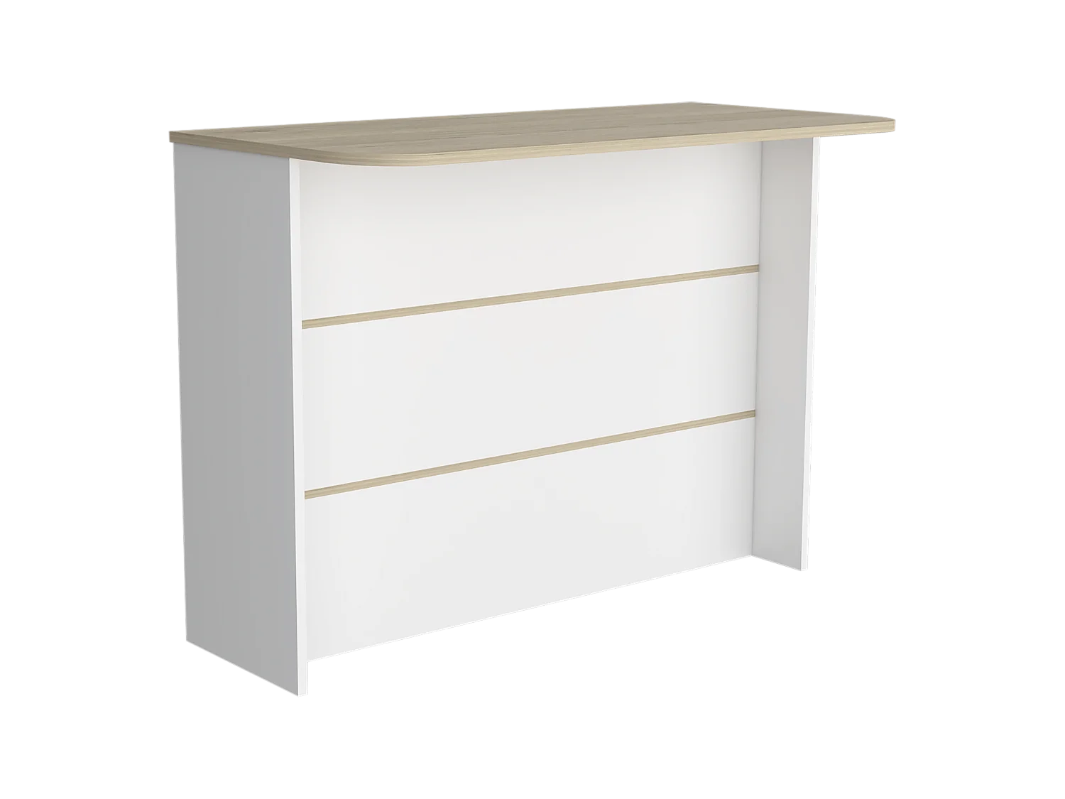 Armário bar de cozinha em melamina Fendi com três prateleiras, 90 X 120 X 60 cm, Branco / Mel