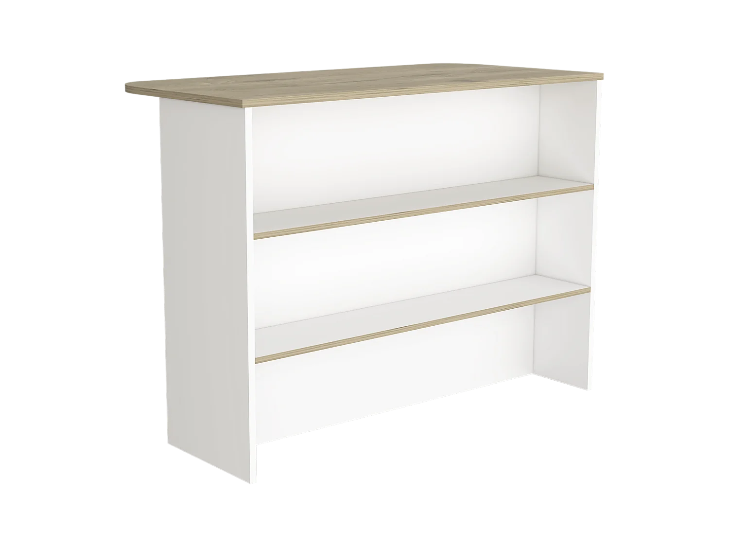 Armário bar de cozinha em melamina Fendi com três prateleiras, 90 X 120 X 60 cm, Branco / Mel