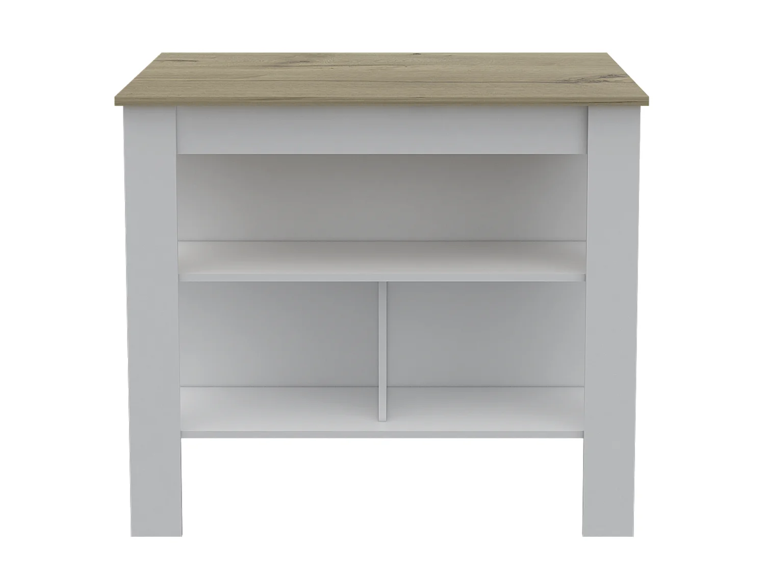 Ilot de cuisine Cala en mélaminé avec trois étagères , 89.99 cm X 102.99 cm X 69.97 cm , White / Duna