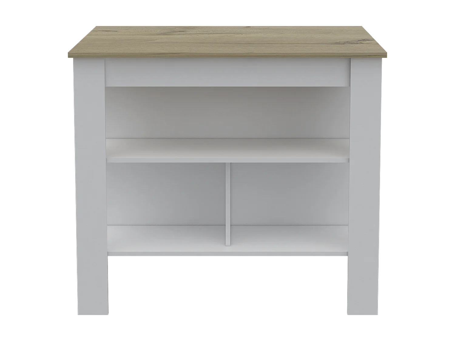 Isla de Cocina Cala en melamina con tres estantes  , 89.99 cm  X 102.99 cm  X 69.97 cm  , Blanco / Duna