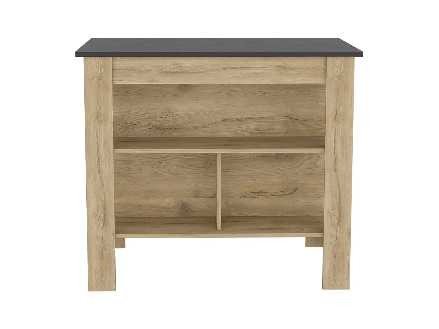 Isla de cocina Cala tres estantes y cuatro patas Macadamia / Negro