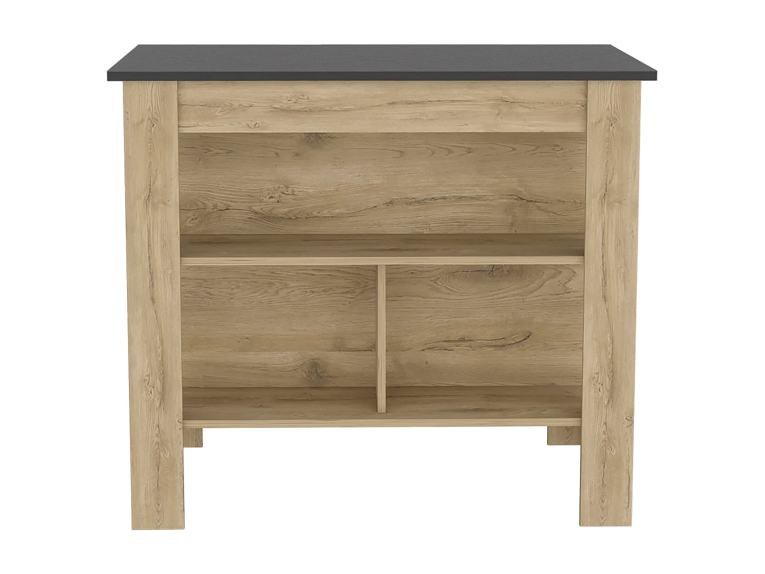 Cala Cooking Island, tre ripiani e quattro gambe, 90 cm a x 103 cm e 70 cm P, macadamia/Nero