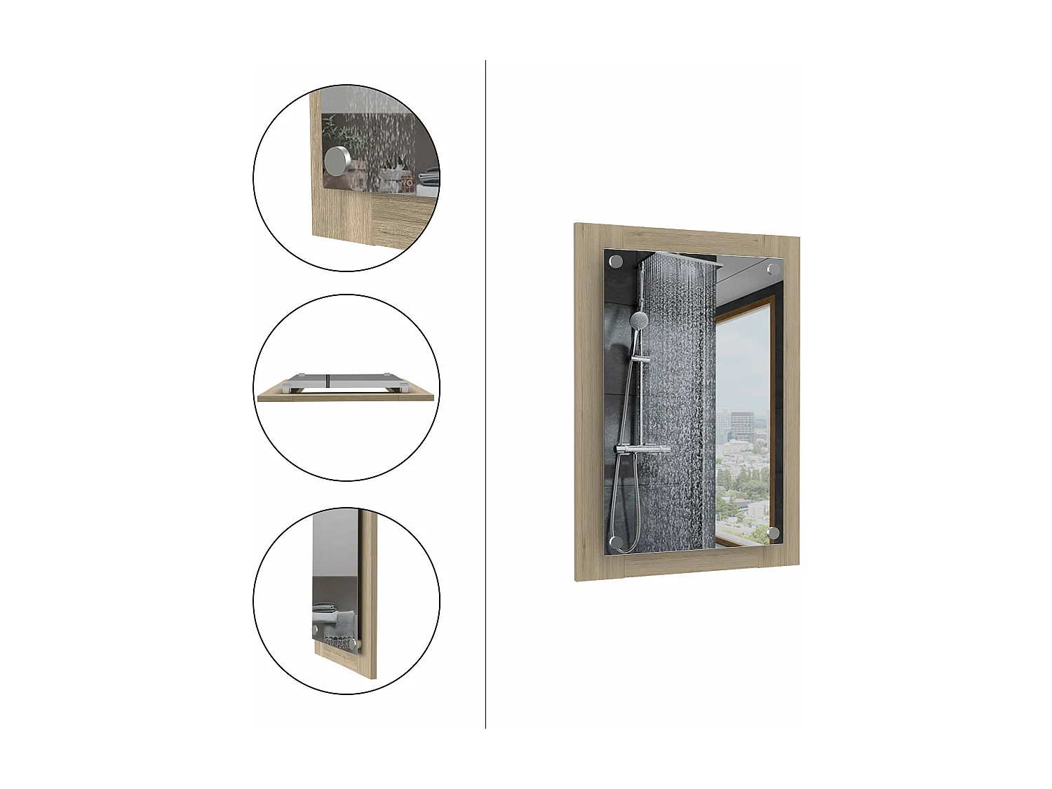 Espejo de Baño Vanguard con forma rectangular Rovere , 70 cm  X 50.2 cm  X 3.9 cm  , Gris / plata