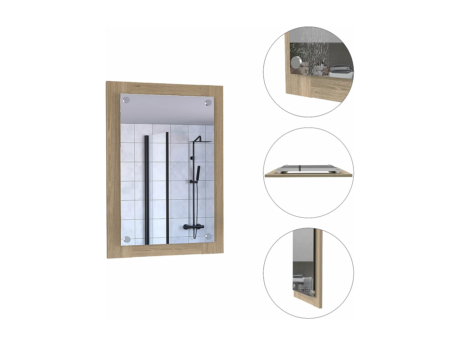 Espejo de Baño Vanguard con forma rectangular Rovere , 70 cm  X 50.2 cm  X 3.9 cm  , Gris / plata