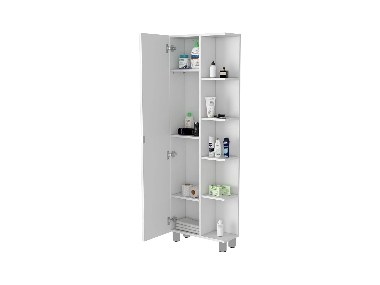 Mobile da bagno angolare Urano con 5 ripiani, 157.98 cm X 51.18 cm X 21.46 cm , Bianco