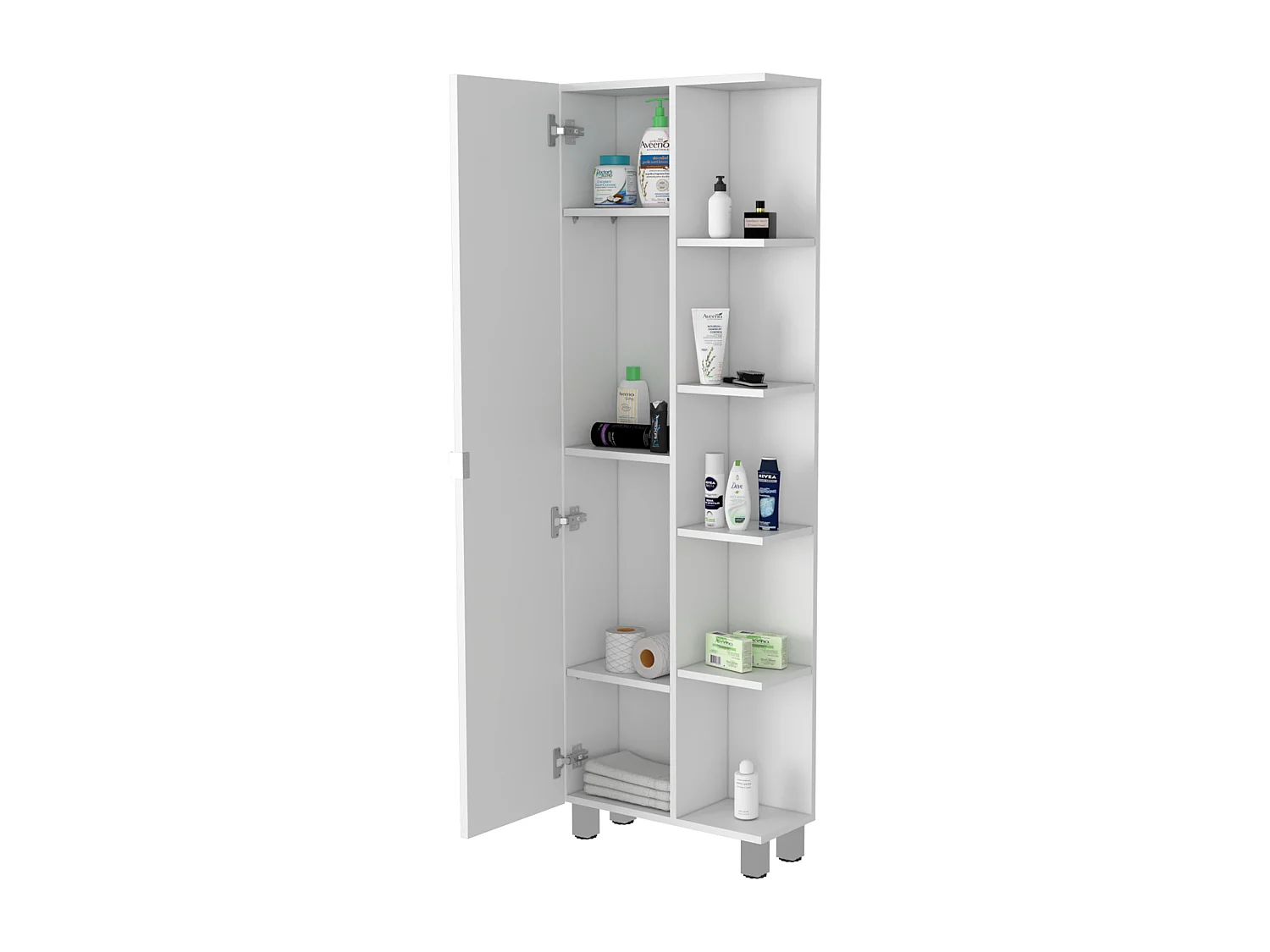 Mobile da bagno angolare Urano con 5 ripiani, 157.98 cm X 51.18 cm X 21.46 cm , Bianco