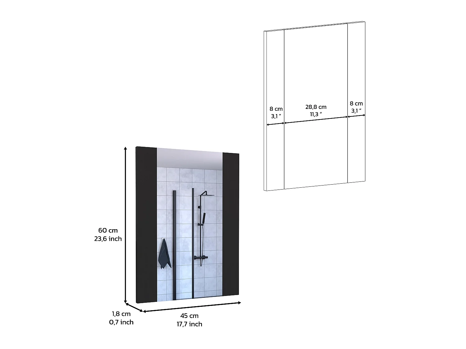 TUHOME CONCEPT Miroir de salle de bain Madrid de 45 cm, wengé