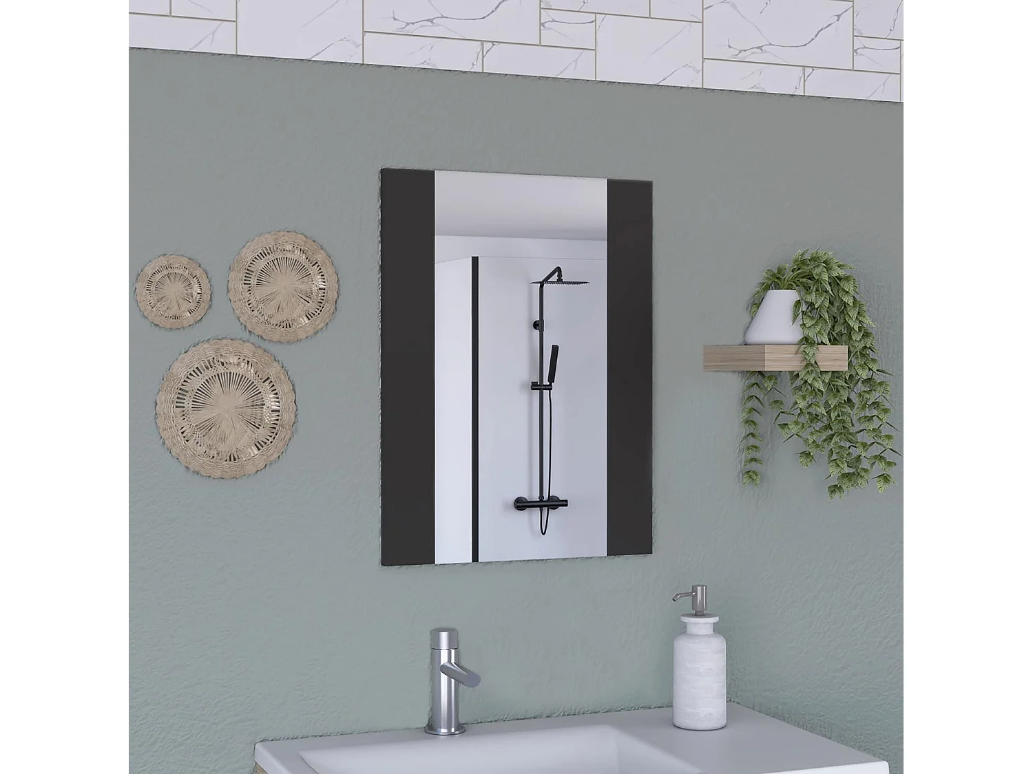 TUHOME CONCEPT Miroir de salle de bain Madrid de 45 cm, wengé