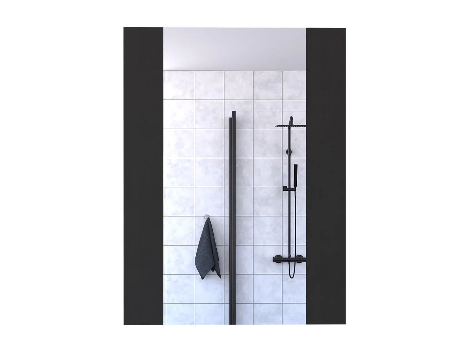 Specchio da bagno Madrid. rettangolare. 60 cm a x 1,8 cm P x 45 cm L. Nero