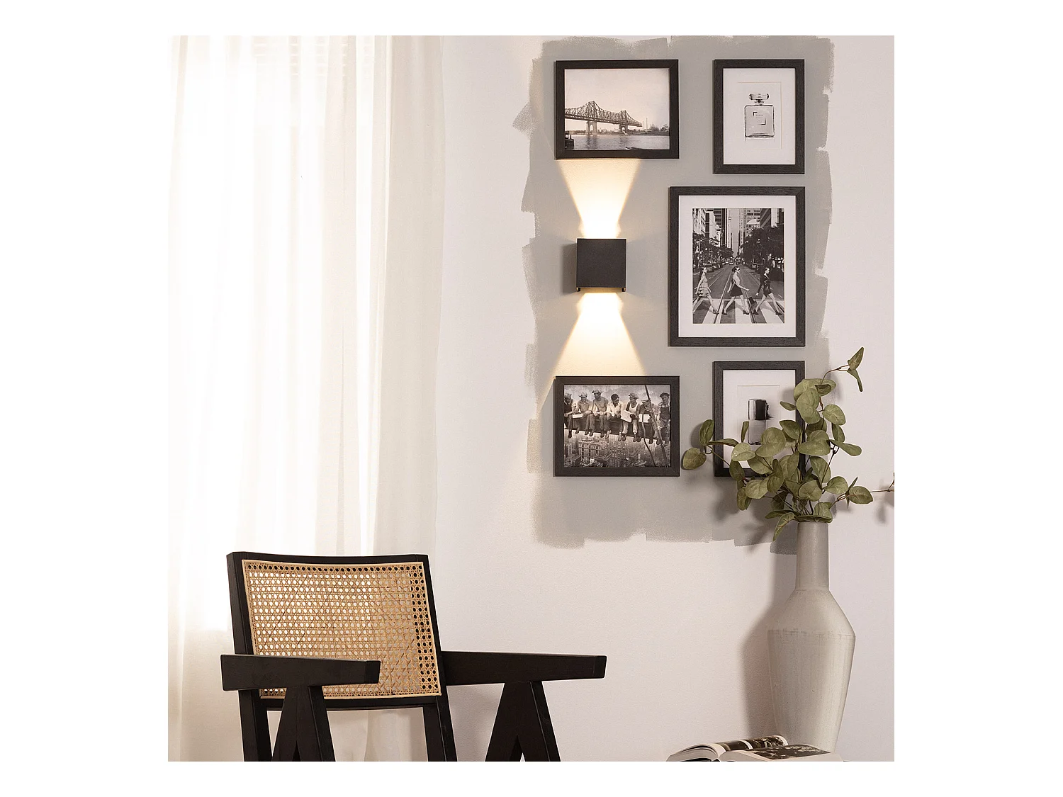 Aplique de Pared Exterior LED 6W Aluminio Iluminación Doble Cara Eros Negro 3000K Blanco Cálido