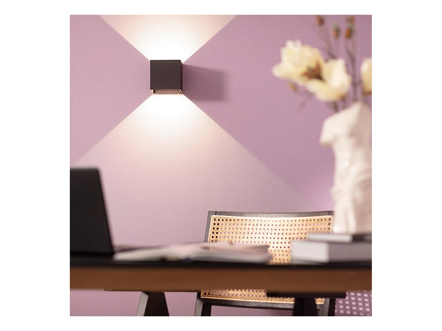 Aplique de Pared Exterior LED 6W Aluminio Iluminación Doble Cara Eros Negro 3000K Blanco Cálido