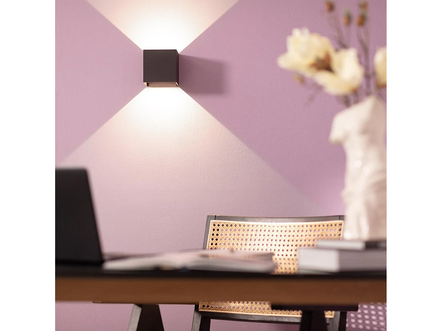 Applique Murale LED Extérieure Aluminium Eros 6W Éclairage Double Face Noire  3000K Blanc chaud