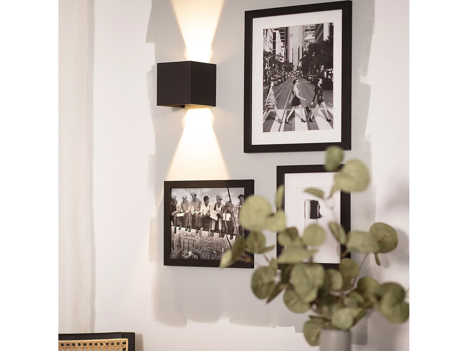 Applique Murale LED Extérieure Aluminium Eros 6W Éclairage Double Face Noire  3000K Blanc chaud