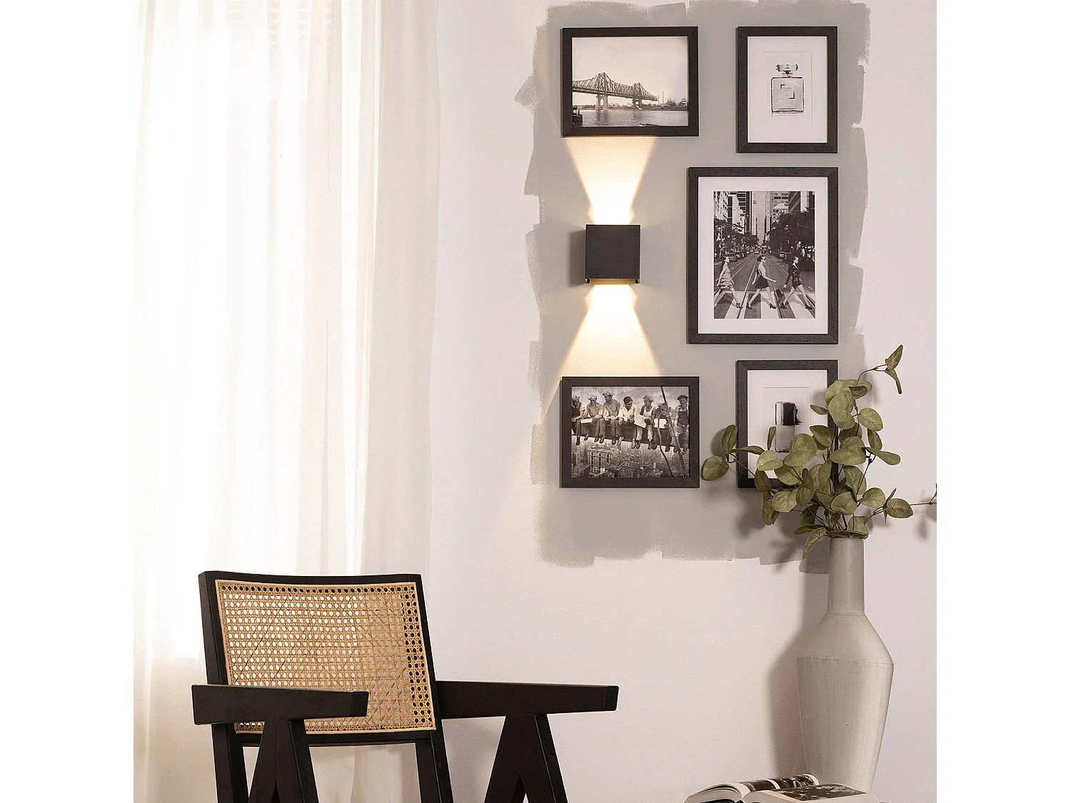 Applique Murale LED Extérieure Aluminium Eros 6W Éclairage Double Face Noire  3000K Blanc chaud