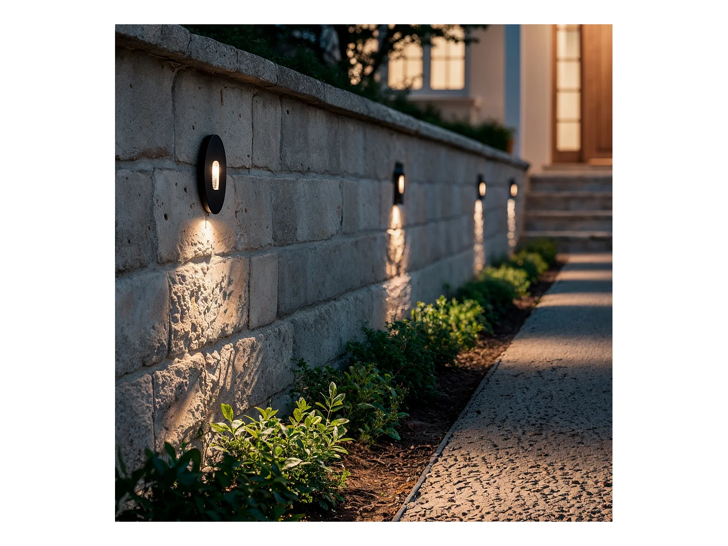 Balise LED Extérieure 2W Encastrable au Mur Ronde Olite Noire 4000K Blanc neutre