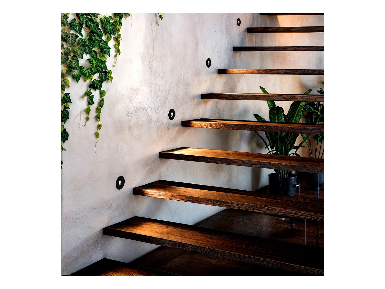 Balise LED Extérieure 2W Encastrable au Mur Ronde Olite Noire 4000K Blanc neutre