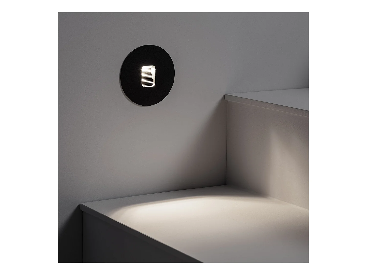 Balise LED Extérieure 2W Encastrable au Mur Ronde Olite Noire 4000K Blanc neutre