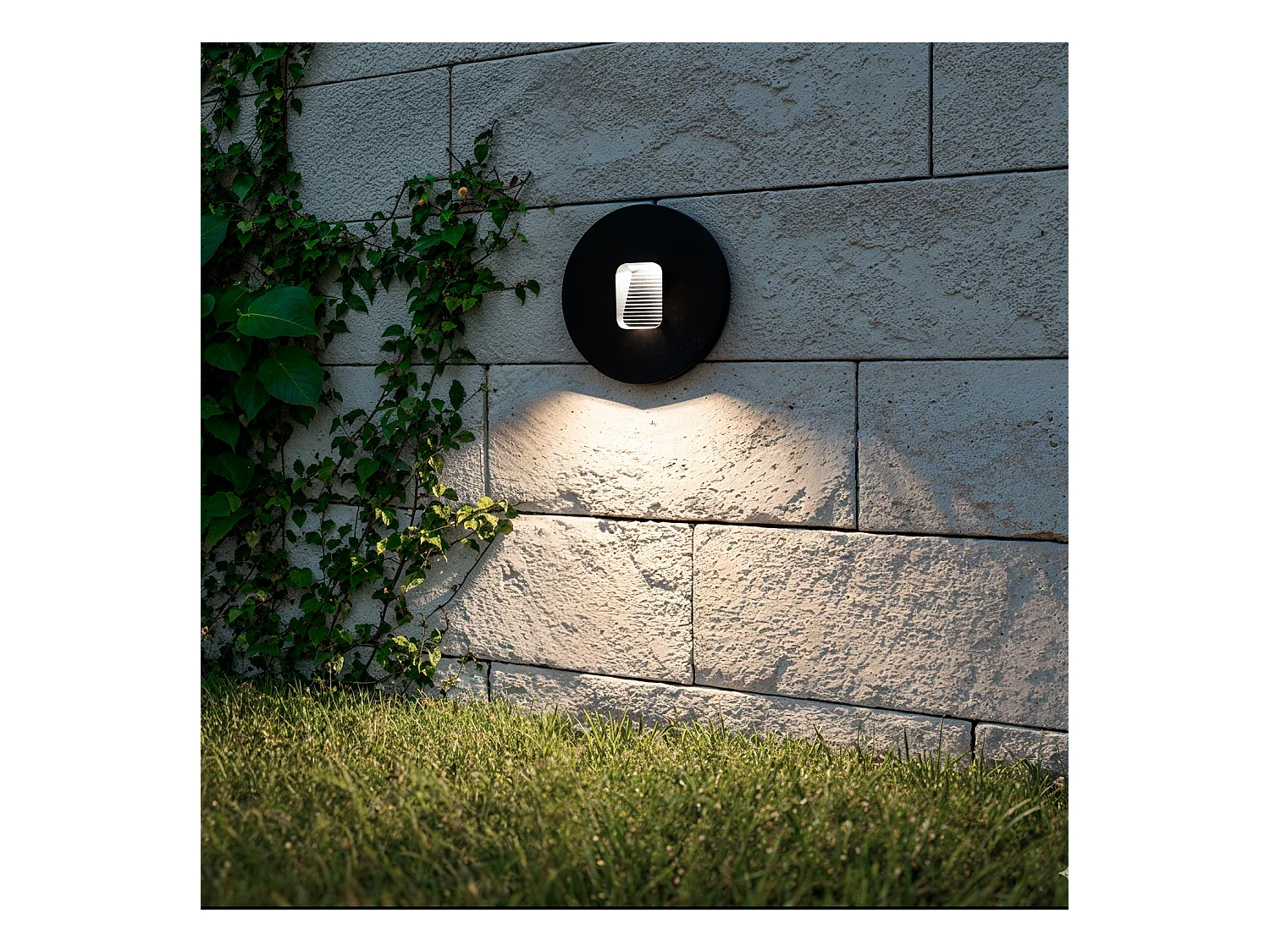 Balise LED Extérieure 2W Encastrable au Mur Ronde Olite Noire 4000K Blanc neutre