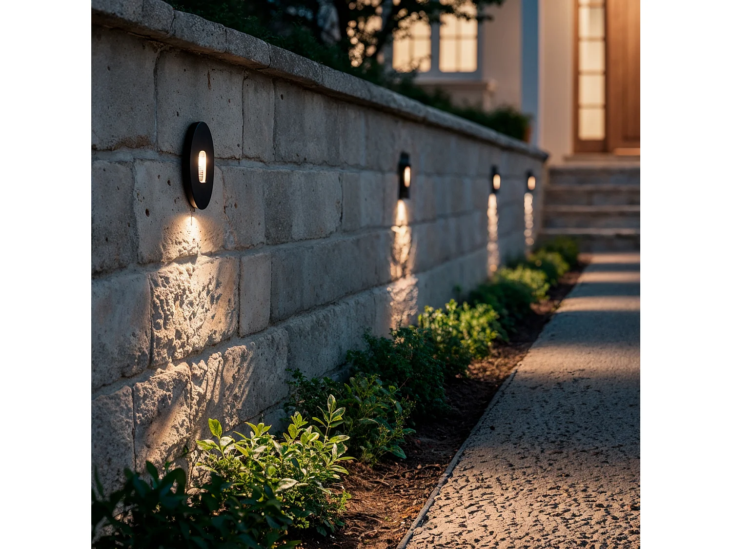 Balise LED Extérieure 2W Encastrable au Mur Ronde Olite Noire 4000K Blanc neutre