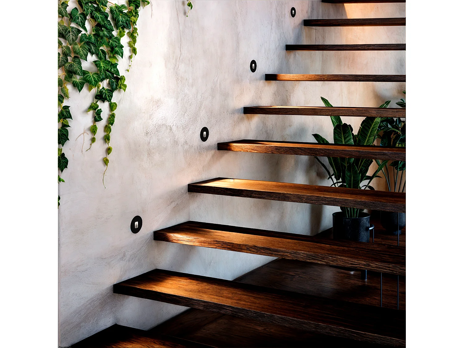 Balise LED Extérieure 2W Encastrable au Mur Ronde Olite Noire 4000K Blanc neutre