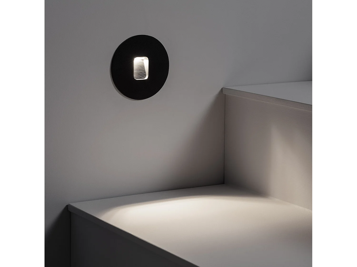 Balise LED Extérieure 2W Encastrable au Mur Ronde Olite Noire 4000K Blanc neutre