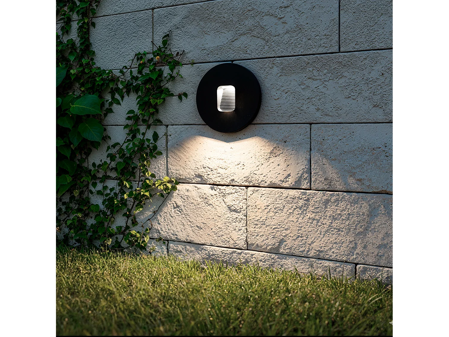 Balise LED Extérieure 2W Encastrable au Mur Ronde Olite Noire 4000K Blanc neutre