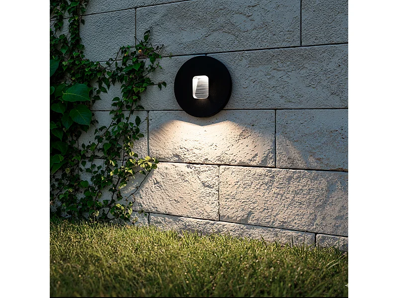 Balise LED Extérieure 2W Encastrable au Mur Ronde Olite Noire 4000K Blanc neutre