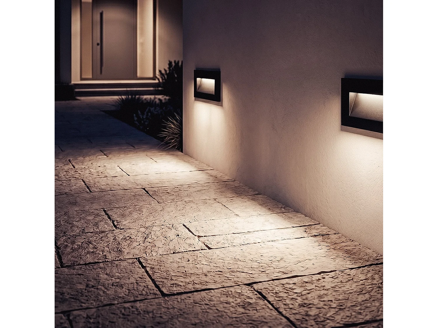 Balise Murale Extérieure LED 7W Encastrable Rectangulaire Aluminium Noir Groult 4000K Blanc neutre