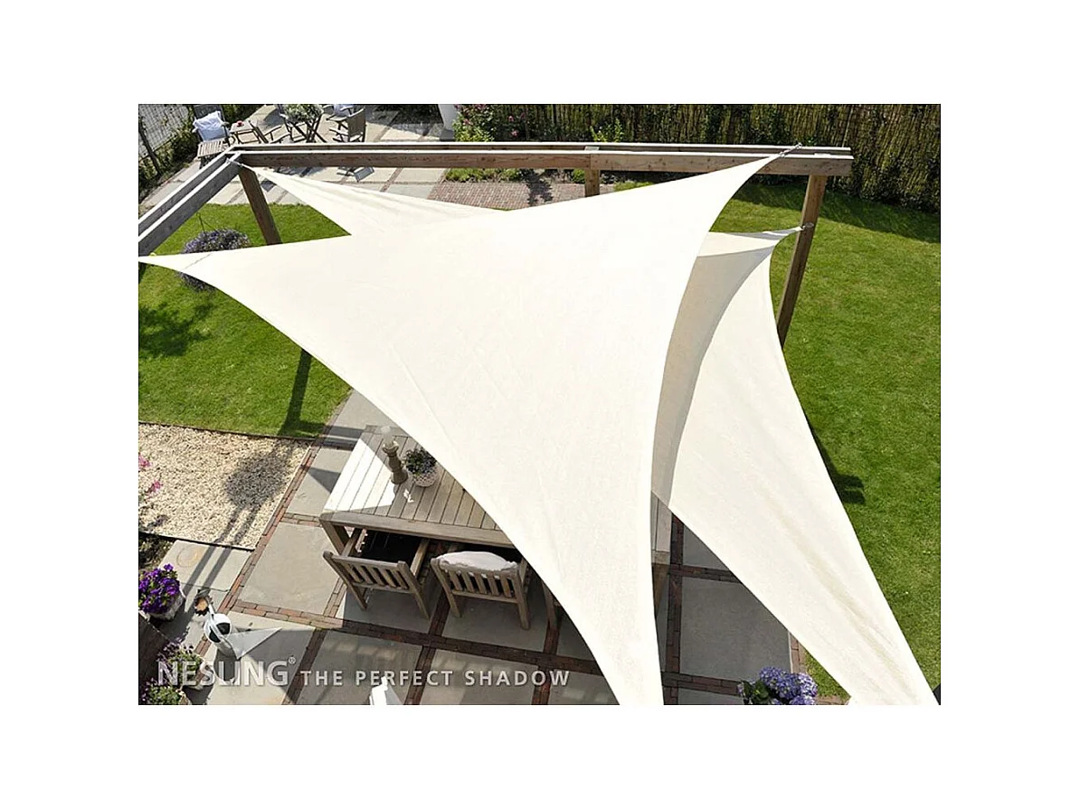 Voile d'ombrage triangulaire Coolfit crème porcelaine 4 x 4 x 5,7 m