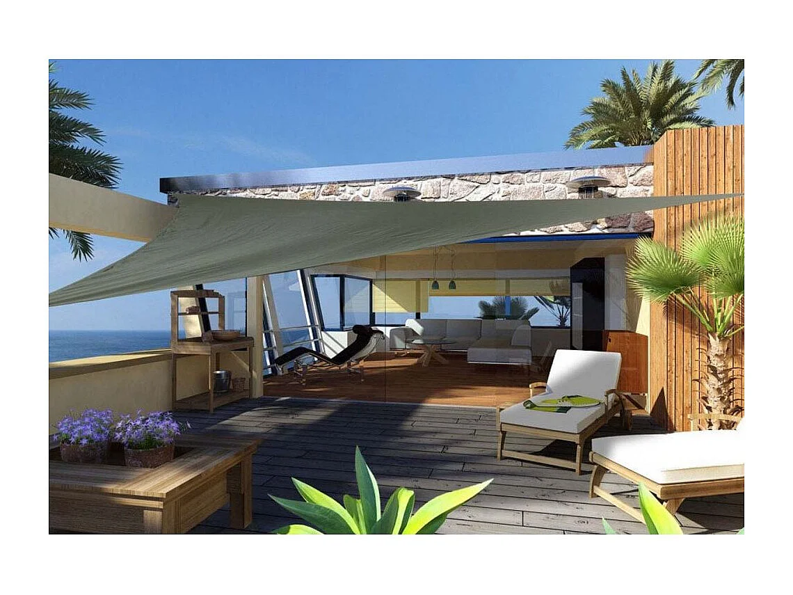 Toile d'ombrage triangulaire 3 mètres Kaki