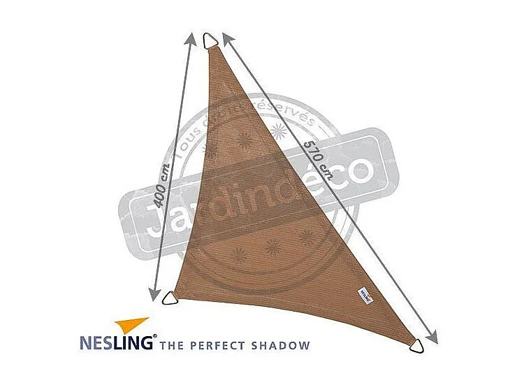 Voile d'ombrage triangulaire Coolfit sable 4 x 4 x 5,7 m