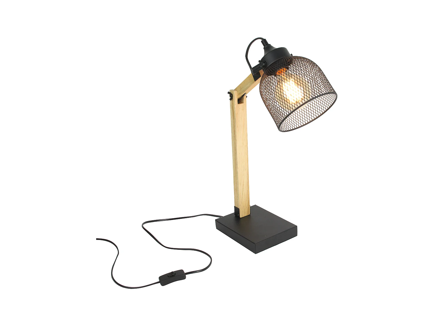 Schreibtischlampe im Industriestil Metall und Holz