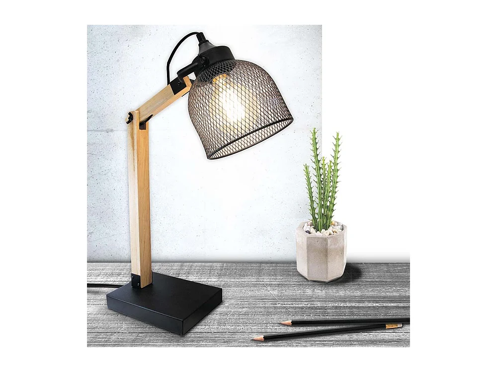 Schreibtischlampe im Industriestil Metall und Holz