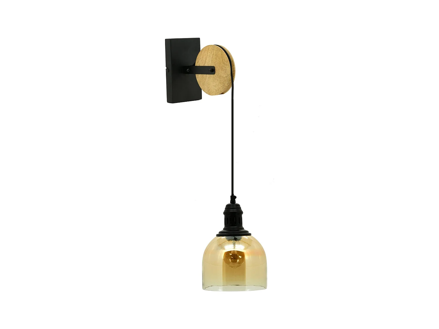 Applique murale en verre ambré et métal