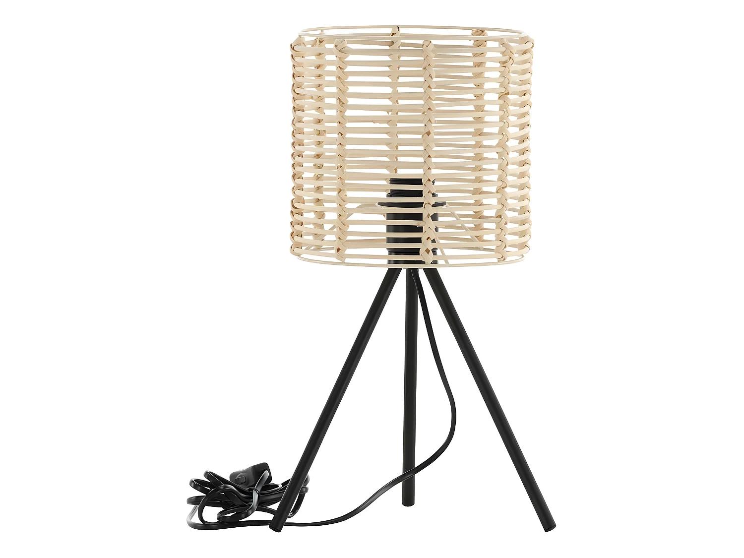 Lampada da tavolo in acciaio e rattan Fence