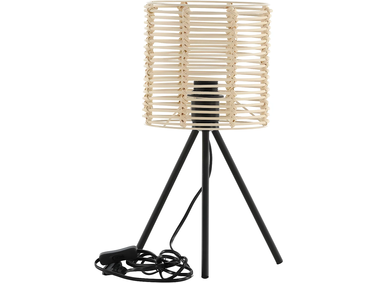 Lampada da tavolo in acciaio e rattan Fence