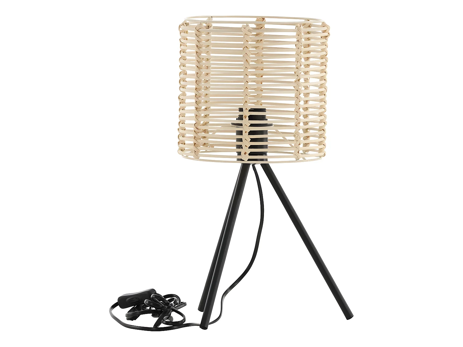 Lampada da tavolo in acciaio e rattan Fence