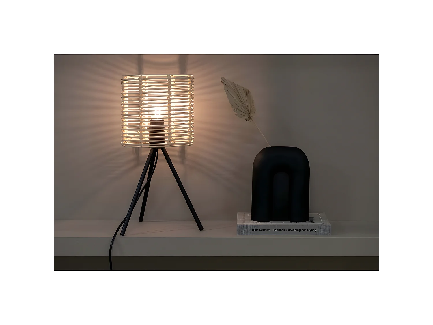 Lampe à Poser en Rotin "Fence" 40cm Naturel