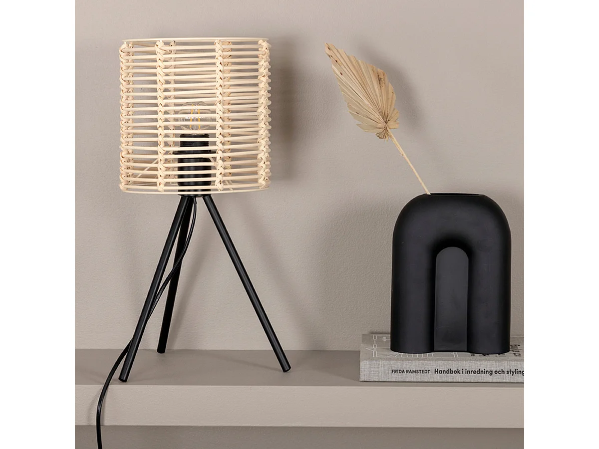 Lampe à Poser en Rotin "Fence" 40cm Naturel