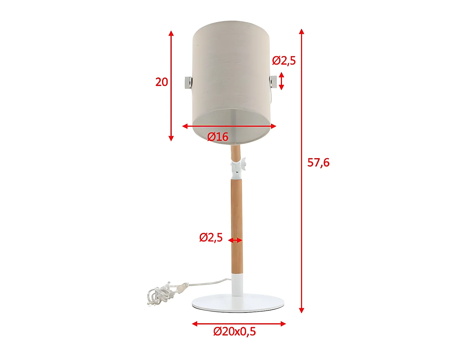 Lampe de Bureau Design "Dennis" 66cm Beige & Blanc