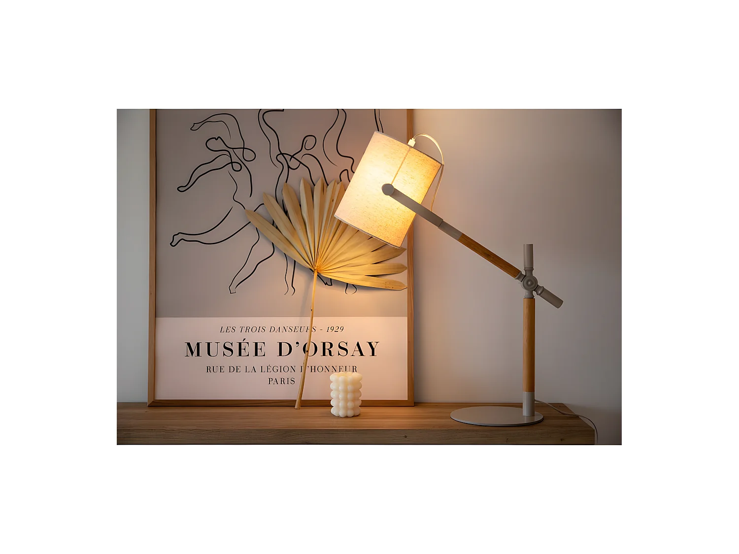 Lampe de Bureau Design "Dennis" 66cm Beige & Blanc